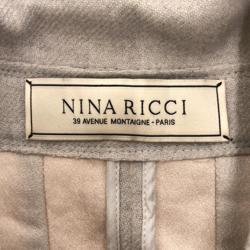 Nina Ricci Wool Blend Stainless Collar Coat 36 Light Gray Long Women Used