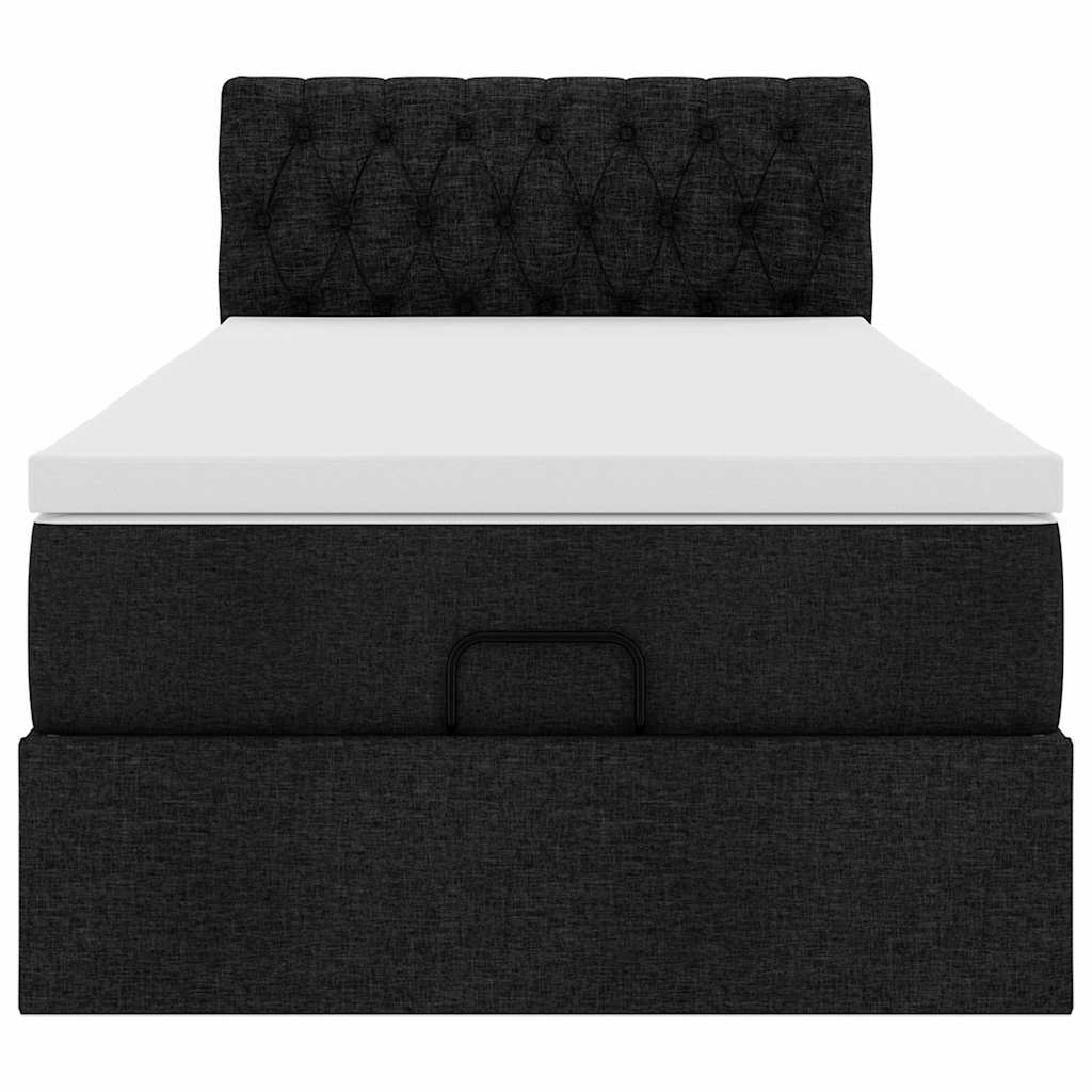 Ottoman Bed with Mattress Black 90x200 Cm Fabric