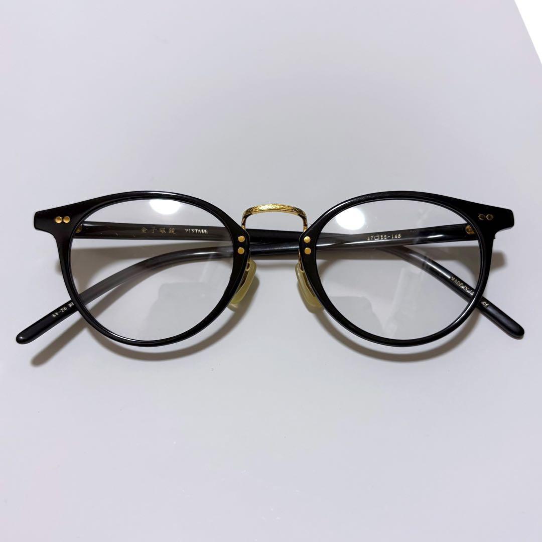 Used Kaneko Glasses KV-26 BK VINTAGE Made in Japan Boston with Case Black