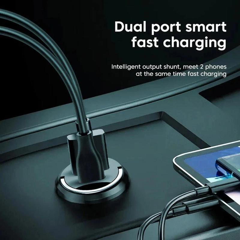 100W 2 Port USB Super Fast Car Charger Adapter USB Type C PD30W Mini Car Charger Fast Charging For iPhone 17 16 Pro For Samsung