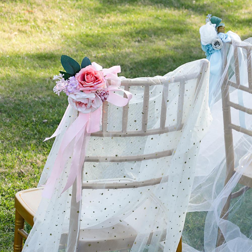 Artificial Chair Back Flower Never Wither Rose For Wedding Party Ceremony Reception Banquet Decor