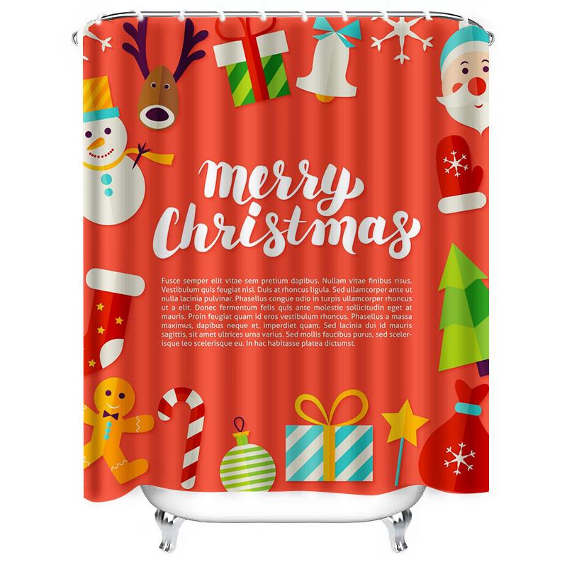 Tu Christmas Shower Curtain Merry Xmas Holiday Festive Bathroom Decor Waterproof Farmhouse Rustic Home Decor Holiday Gift Festiv