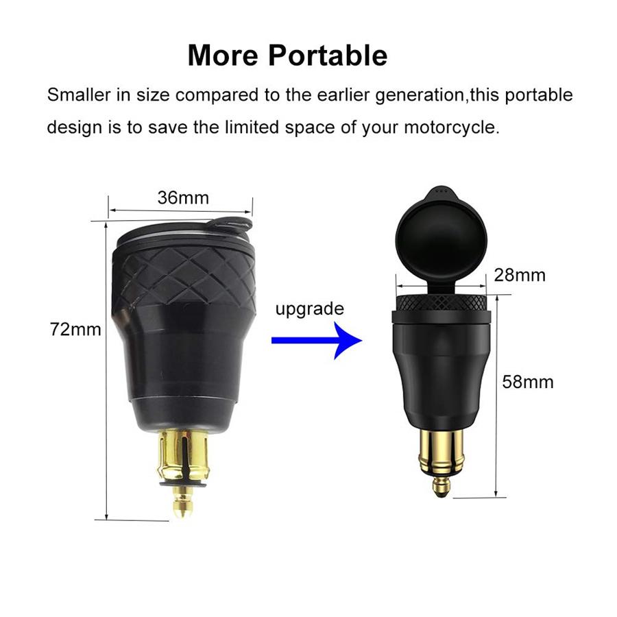 Motorcycle Type C + USB Power Socket Charger Waterproof For BMW DIN Plug Adapter