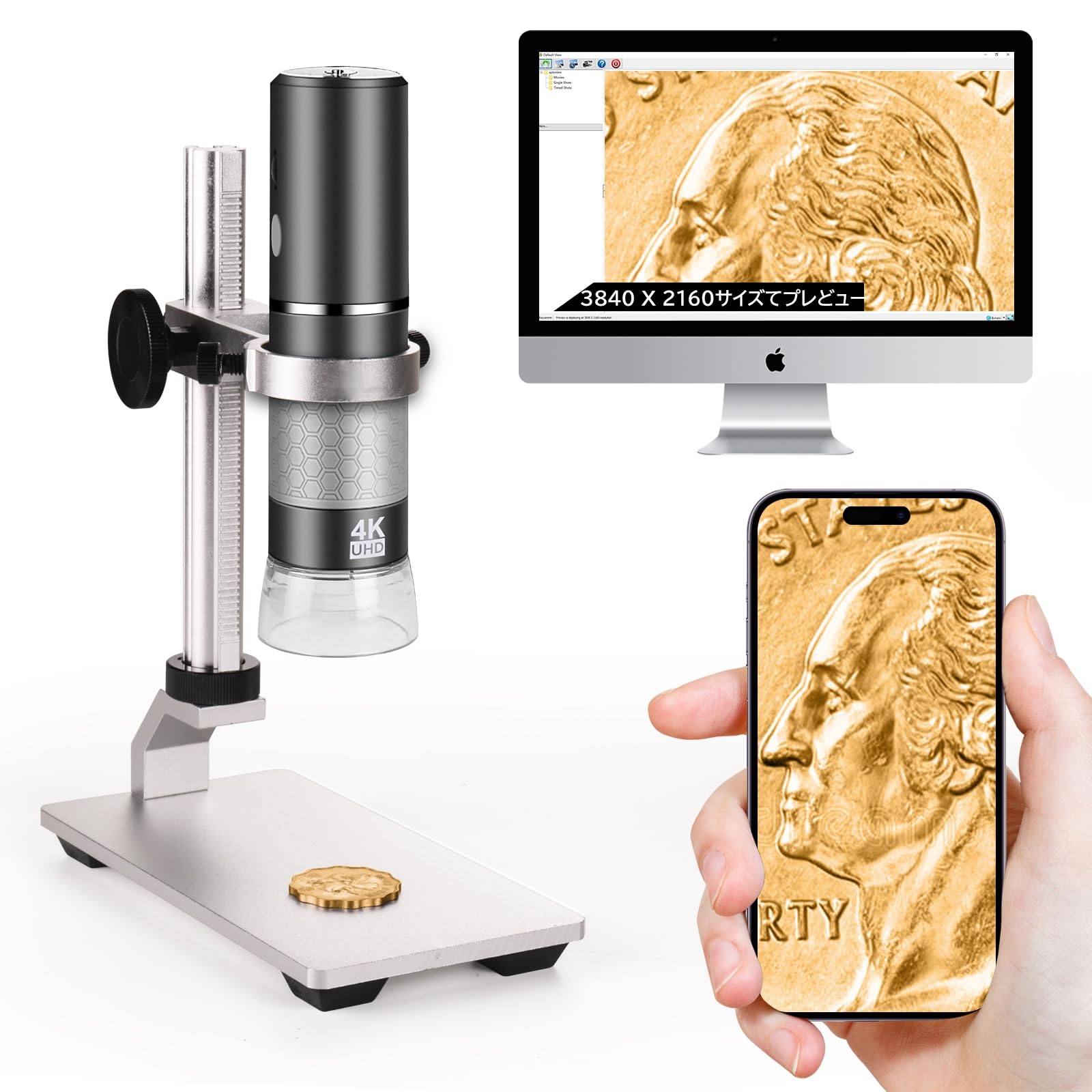 

Ninyoon 4K WiFi Microscope with Professional Stand, Compatible with iPhone, Android, and PC, 50-1000X Digital USB Microscope with Wireless Endoscope