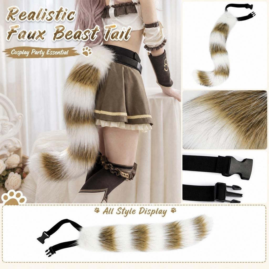 Plush Furry Animal Tail Costume Accessory for Halloween Party