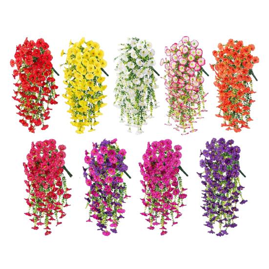 8Pcs Simulated Flowers 5 Forks 69 Purpose Outdoor UV Resistance Hanging Artificial Morning Glory Low Maintenance Plastic Flowers