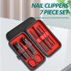 Unisex Mini Compact Gift Eyebrow Clip Tweezers Home Nail Clipper Black Red 7piece Set Large Opening Manicure Tool