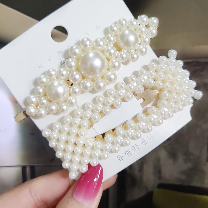Pearl Hair Clip For Women Korean 3/4pcs Geometric Hairpins Set Hair Berrettes Girl Hairgrip Side Clip Hair Accessories