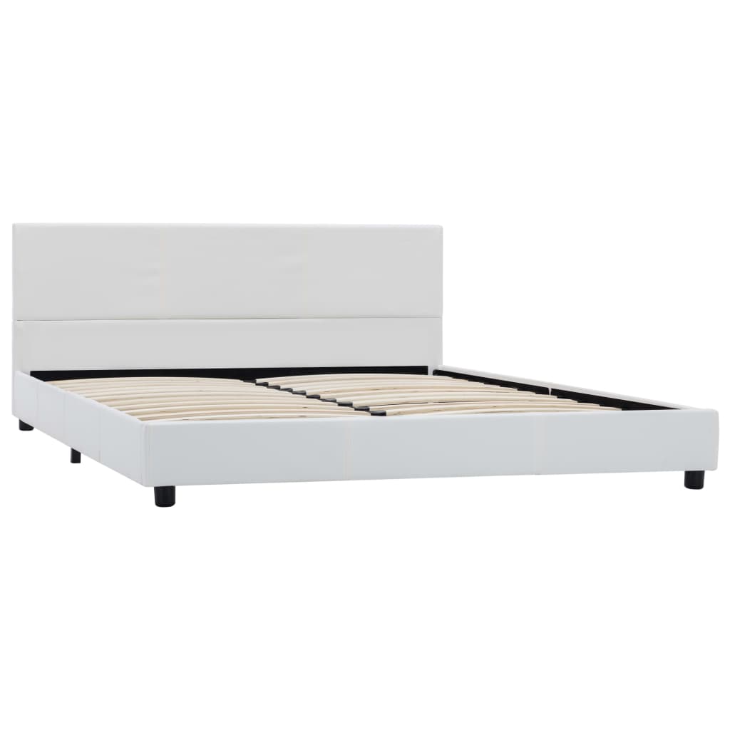 Bed Frame White Faux Leather 140x200 cm