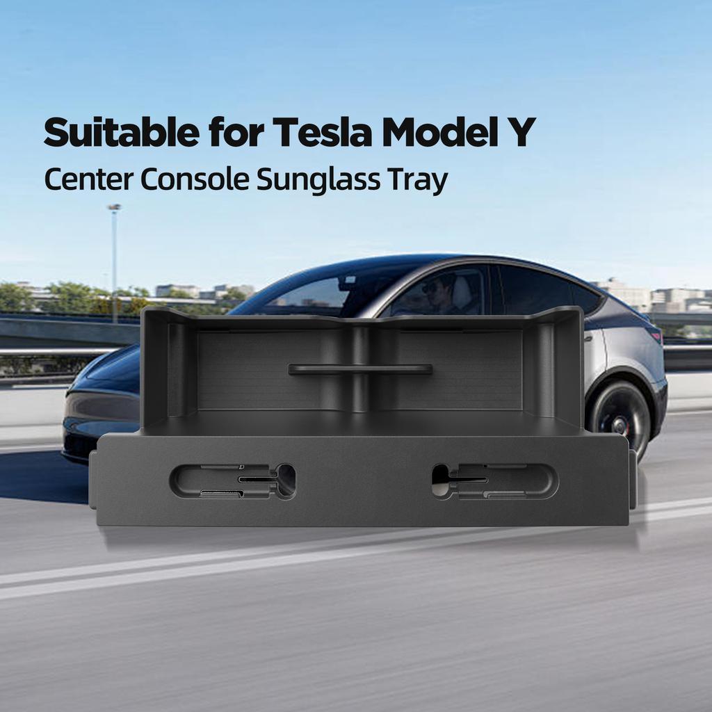 LUCKEASY Central Console Glasses Storage Box for Tesla Model Y 2025 Sunglasses Storage Tray Automotive Interior Accessories 1pc