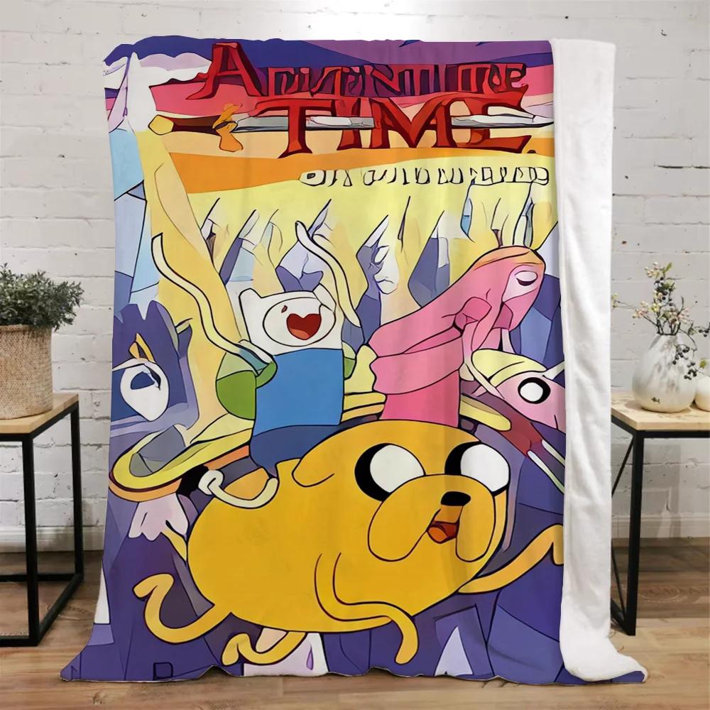 Adventure Time Coperte Spesse per l'Inverno Coperta Letto Lavorata a Maglia a Quadri Casa e Decorazione Biancheria da Letto in Microfibra Asciugamano da Spiaggia Coperta per Riposo