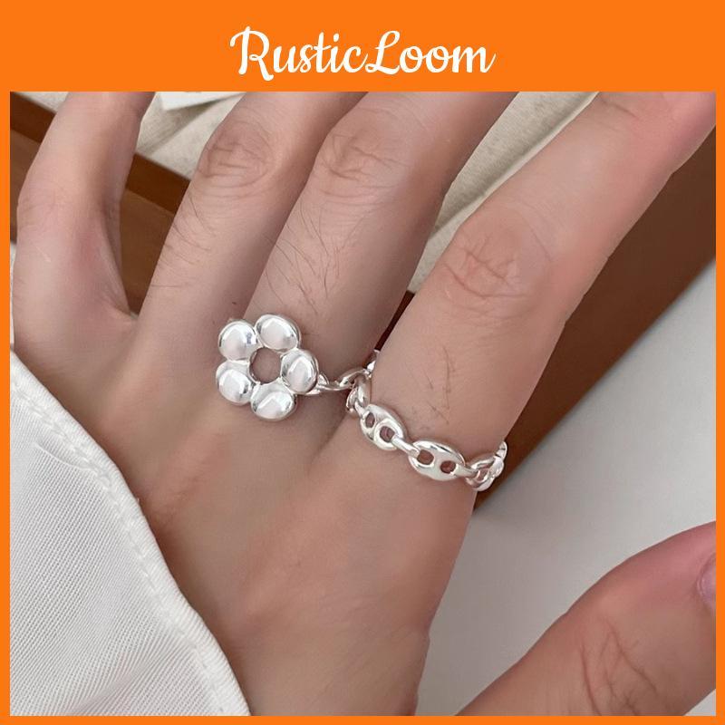Elegant Flower Design Adjustable Copper Ring For Women Fashionable Geometric Floral Jewelry