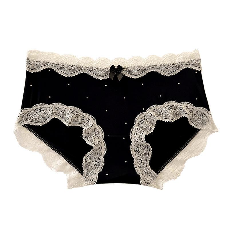 Women's Lace Underwear Plus Size Mid Waist Pure Cotton Underwear Triangle Underwear
