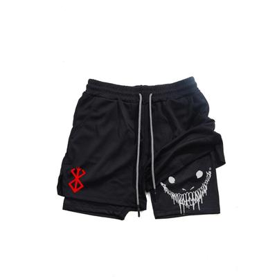 2-in-1-Sportshorts für Herren, schnelltrocknende Laufshorts, Fitnessstudio und Fitnesstraining, doppellagig