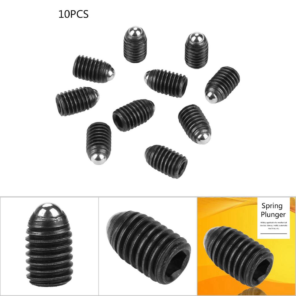 10pcs M8 Screw Thread Hex Socket Carbon Steel Spring Plungers Set (M8*12)