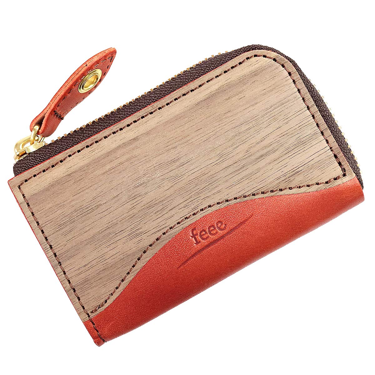 

Футляр для ключів Feee Натуральна шкіра Tochigi Leather x Natural Wood Смарт-ключ, сумісний із карткою, на блискавці Зроблено в Японії [FEE] Чоловічий Жіночий L-подібний