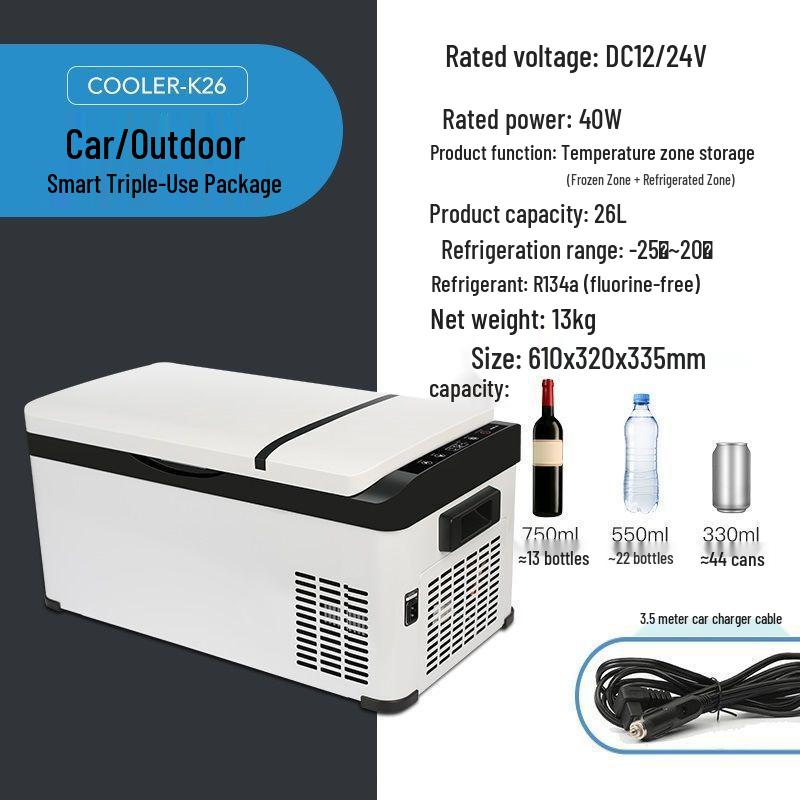 Zhihang Dual-Use Car & Home Refrigerator-Freezer, 12V for Cars, 24V for Trucks
