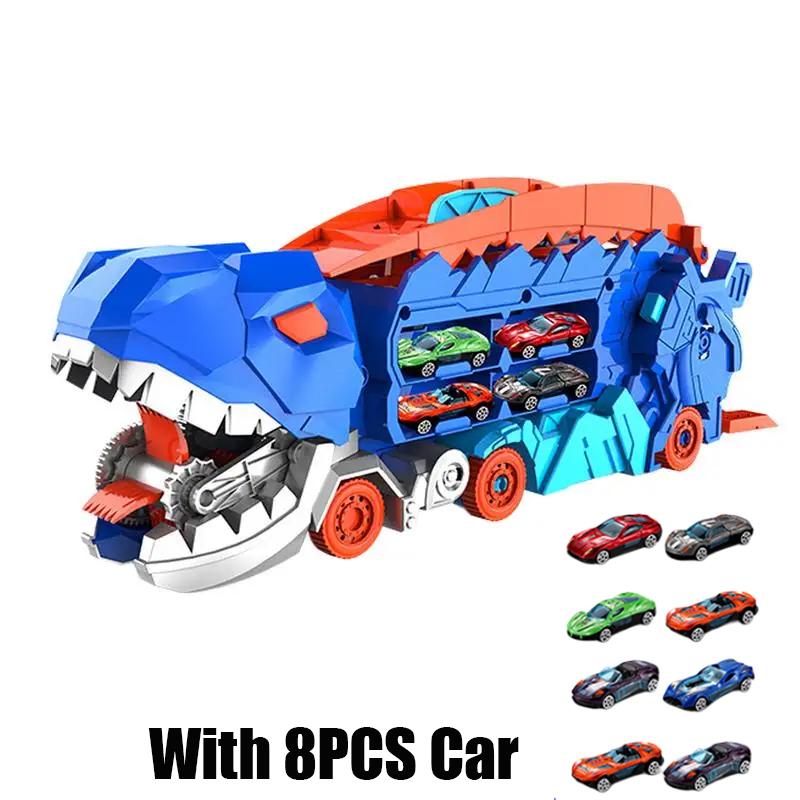 Triceratops Deformation Dinosaur Car Model Pull Back Alloy Car Track Parking Lot Ejection Foldable Children Educational Toys