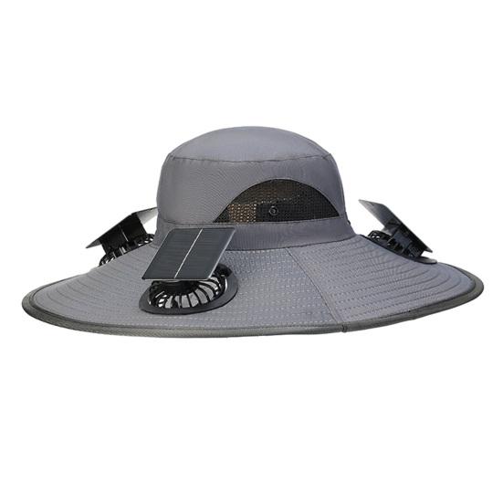 Solar Fan Bucket Hat Adjustable Wide Brim Sun Hat with Built-in Solar Panel Cooling Fan Hiking Fishing UV Protection Hat