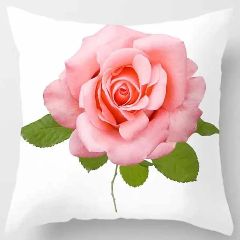Sofa Bedroom Car Decoration Pillowcase Yellow Rose Print Pattern Cushion Cover Suitable For Home Living Room