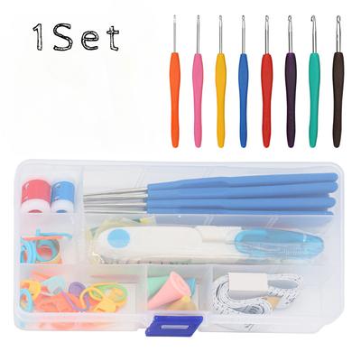 1 Set DIY Bastelbedarf Häkelnadeln mit bunten weichen Gummi-Griffen Gepolsterte Griffe Aluminium Häkelnadeln