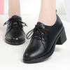 Women's Soft Leather Mid-heel Chunky Heel Soft Sole Women's Single Shoes Lace-up Leather Shoes Women's Casual Work Shoes