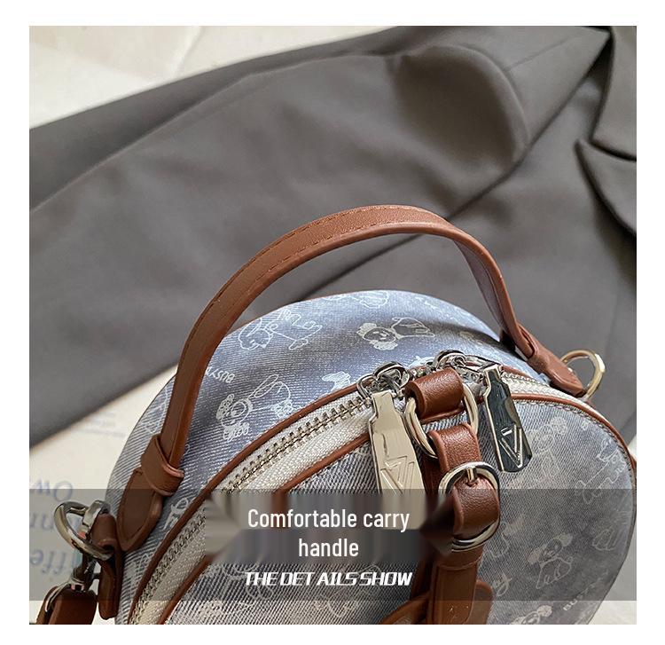 Women's Round Cake Bag - Stylish Print, Small Fragrance Design, Versatile Shoulder/Crossbody Handbag