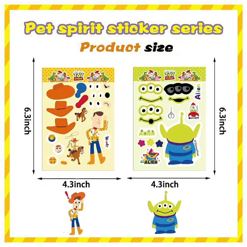 8 PCS Disney Creativity Buzz Light Year Woody Alien Make A Face Puzzle Game Sticker Laptop Skateboard Car Birthday Gift Stickers