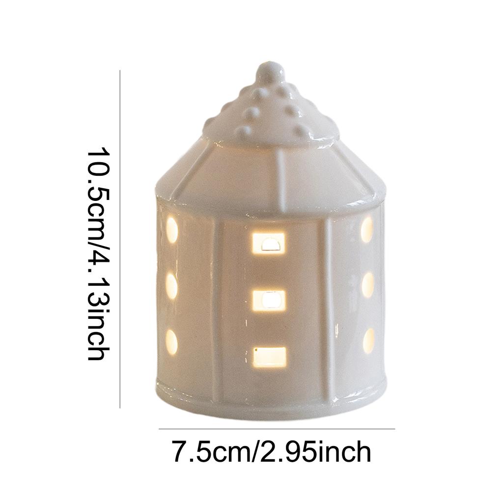 Weihnachts-Desktop-Figur, Dekoration aus Keramik, kleines Haus, Nachtlicht, Desktop-Ornamente, Basteln, Foto-Requisiten, Tafelaufsatz