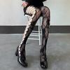 Bas résille à motifs rétro Bas résille à motifs floraux jacquard creux sur le côté Collants résille taille haute