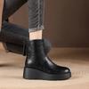 Back Zip Booties Fall New Round Toe Waterproof and Non-Slip Platform Wedge Shoes