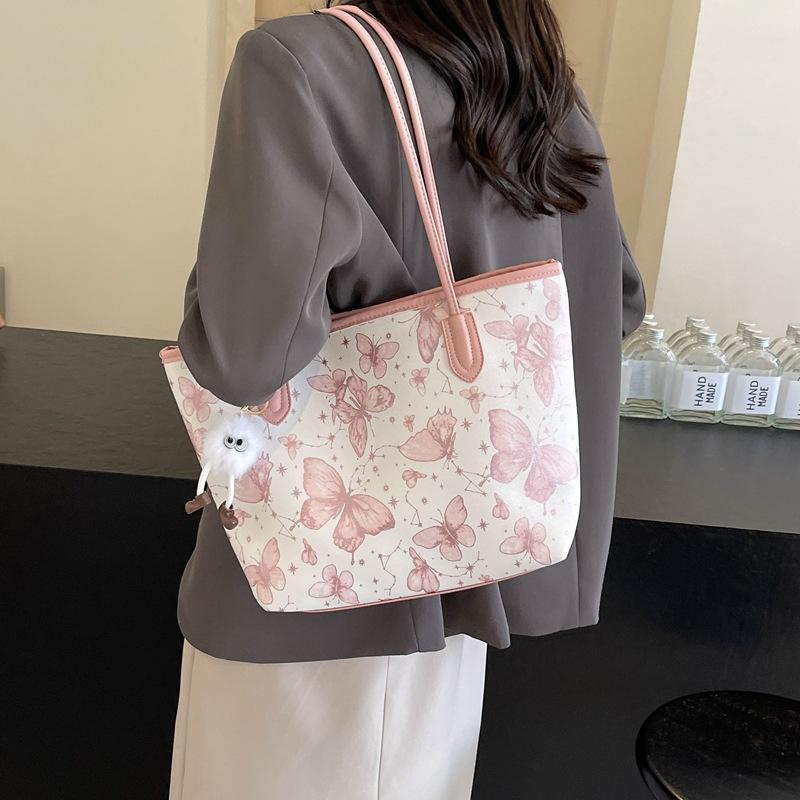 Large Capacity Bag Women's New Fashion Butterfly Commuter Shoulder Bag Casual Tote Bag