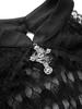 Rosegal Gothic Cold Shoulder Skull Cross Cut Out Panel Twist Crochet Lace Semi See Through Top