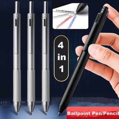 4-in-1 Mehrfarbige Metall-Kugelschreiber 3 Farben Kugelschreiber 1 Druckbleistift Für Schule Büro Schreibwaren
