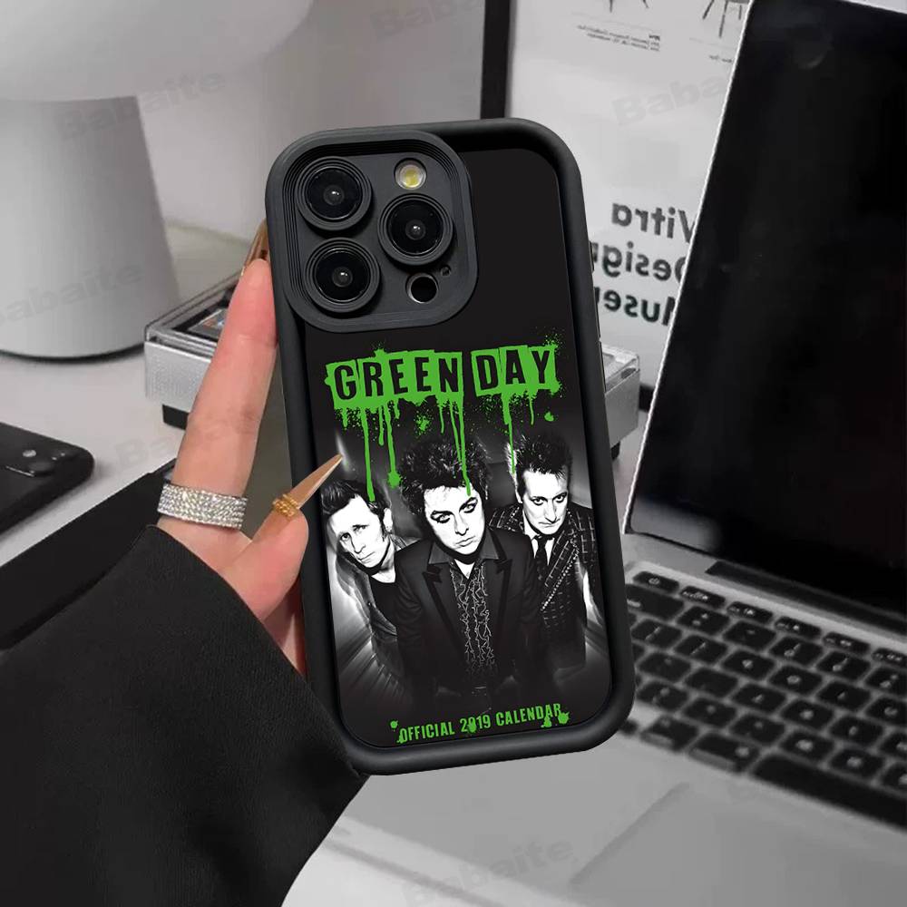 Rock Band G-Green Day Silicone Soft Phone Case For IPhone 17 16 15 14 Plus 13 12 Mini 11 Black Cover