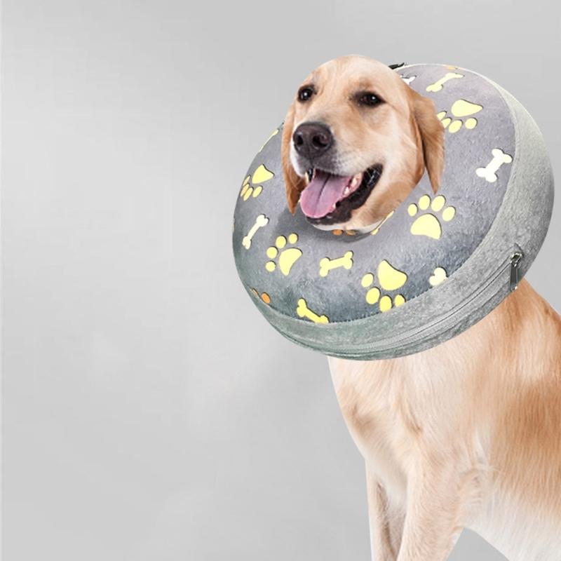 Comfortable Recovery Collar Inflatable After Surgery for Dogs Cats Wound Healing Easy to Eat and Drink Soft Lint