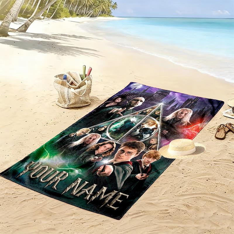Name Custom Hogwarts Print Beach Towel, Large Soft Quick Dry Towel for Beach Camping Swimming