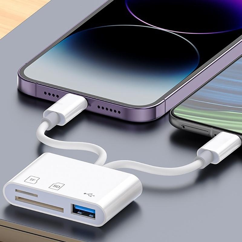 2 In 1 Otg Card Reader Type C Lightning To Sd Tf Memory Card With Usb Charging Port For Macbook Pc Laptop Iphone Cardreader