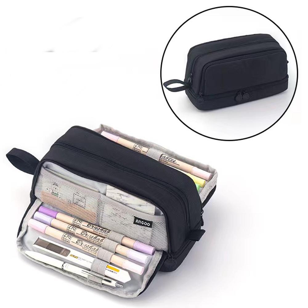 

Большая вместимость пенала простая однотонная коробка для канцелярских принадлежностей двухслойная многофункциональная сумка для ручек школьные принадлежности для студентов