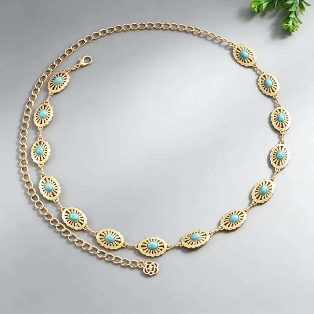 Oval Bohemian Body Chain Minimalist Women's Waist Chain Boho Luxury Body Chain  Vacation Wear