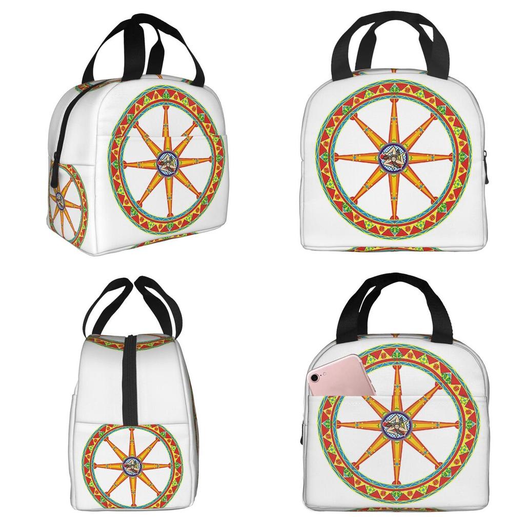 Sicilia Ruota Del Carretto Siciliano Insulated Lunch Bag for Kids School Cooler Thermal Food Box Tote Lunch Boxes Container