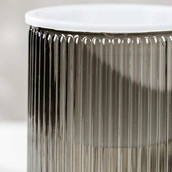 Self Watering Plant Pot Clear with Wick Ropes Plastic Flower Pot Water Reservoir Vertical Stripes Design