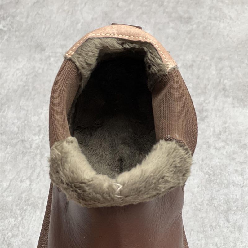 Women's Chelsea Boots Genuine Leather New Autumn Winter Fashion Fur Plush Women's Ankle Boots Retro Marton Boots Ladies