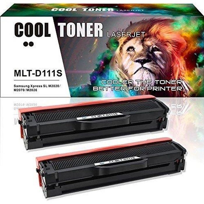 Cool Toner 2 Pack Compatible Toner for Samsung 111 111S MLT-D111S Black Cartridge Printer Samsung Xpress SL-M2078W SL-M2026W SL-M