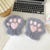 Polyester Fuzzy Half Finger Gloves Thick Plush Bear Paw Gloves Fuzzy Warm Winter Gloves  Writing