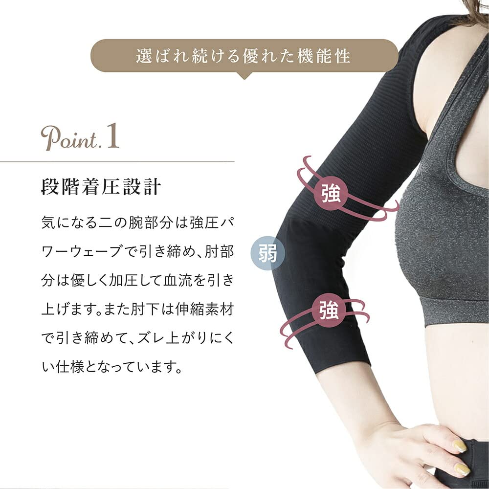 Upper Arm Shaper Compression Summer Large Size Long Sleeve Posture Tightening Arm Support Hunchback Rolled Shoulder Support Arm Cover [BeHe] (Black,