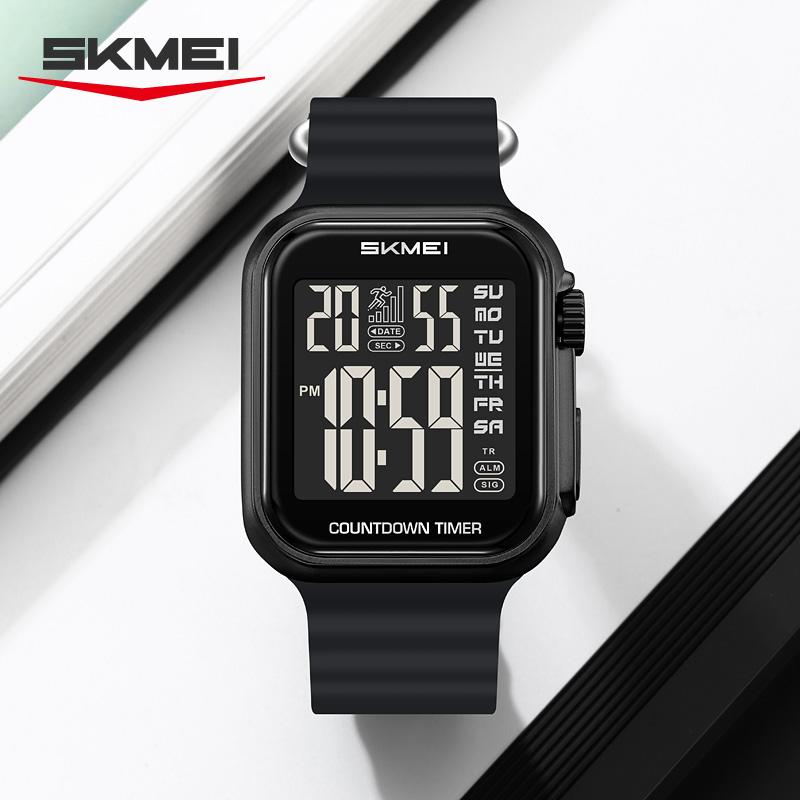SKMEI 2269 2Time Original Luxury Digital Clock For Man Electronic Watch Fashion Sport Countdown Waterproof Square Wristwatches