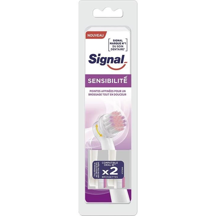 Brossettes Dentaires - SIGNAL - Recharge 2 Pcs - Compatible ORAL B - Sensibilité Dentaire - Noir