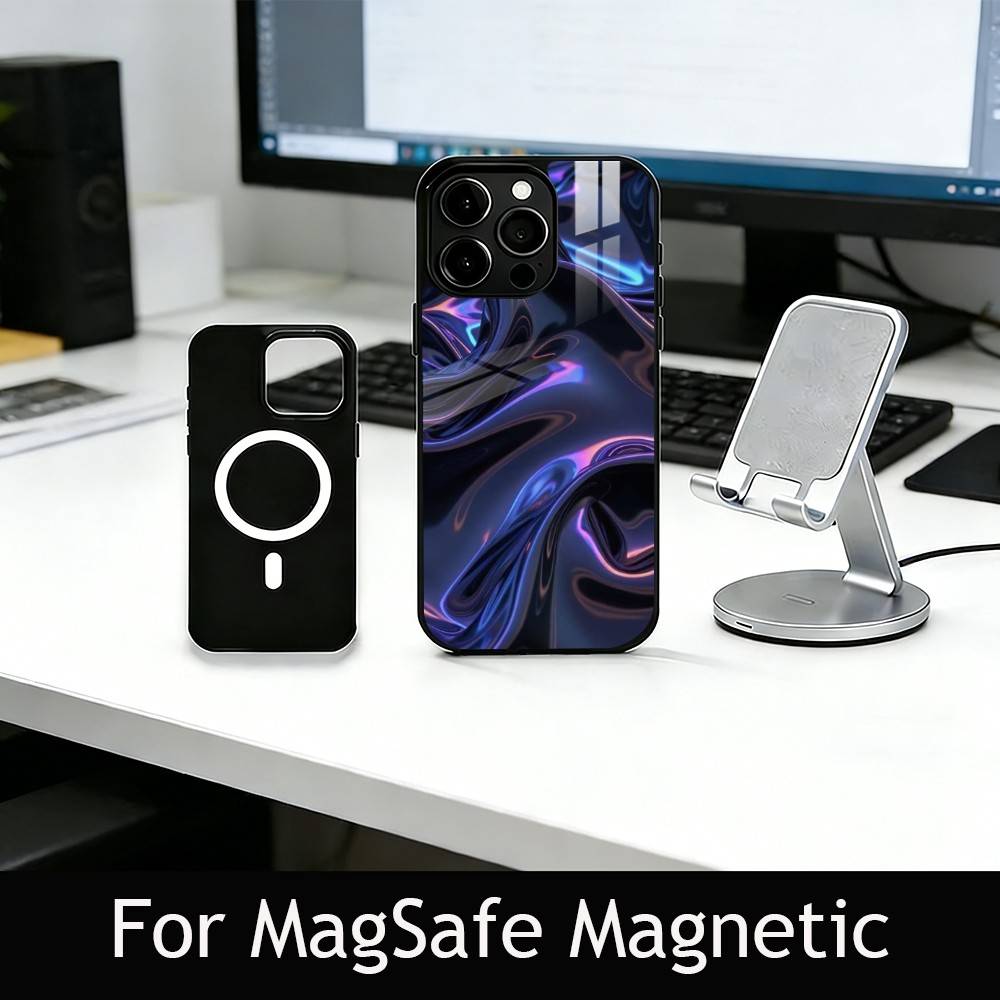 Metallic Pattern Phone Case For iPhone17,16,15,14,13,12,11 Plus,Pro Magnetic with Magsafe Wireless Charging