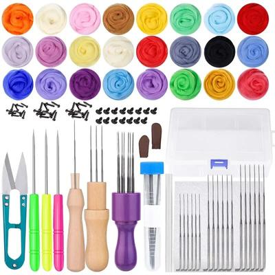 BUDDUR Multicolor Wool Felting Kit With Felting Needles And Finger-cot For Doll Making DIY Handmade Craft Accessories Tool Set